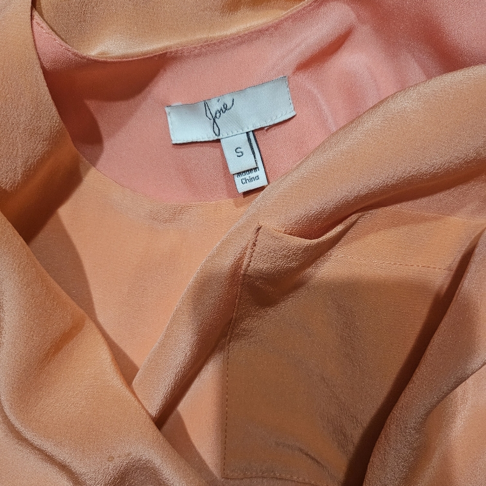 Joie Coral Peach Sleeveless Tank Sheath Silk Dress Small - Picture 7 of 8